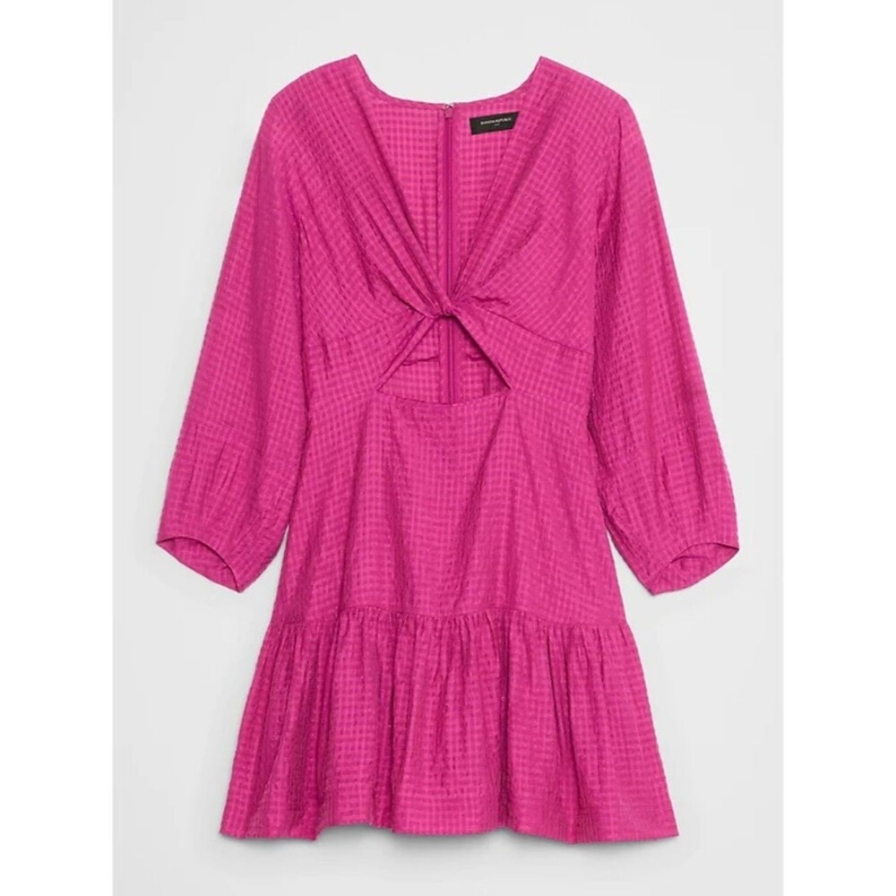 Banana Republic Textured Twist Mini Dress Berry Size 16 New with Tags